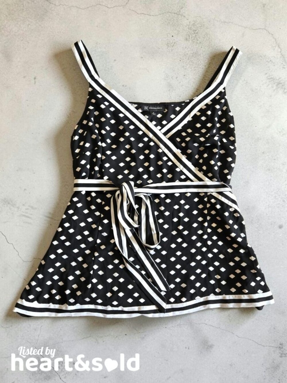 Womens INC Black & White Diamond Tank Top
